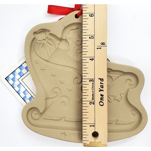 Brown Bag Cookie Art Stoneware Mold Santa Sleigh Design Recipe Booklet VTG 1993 - Picture 7 of 7